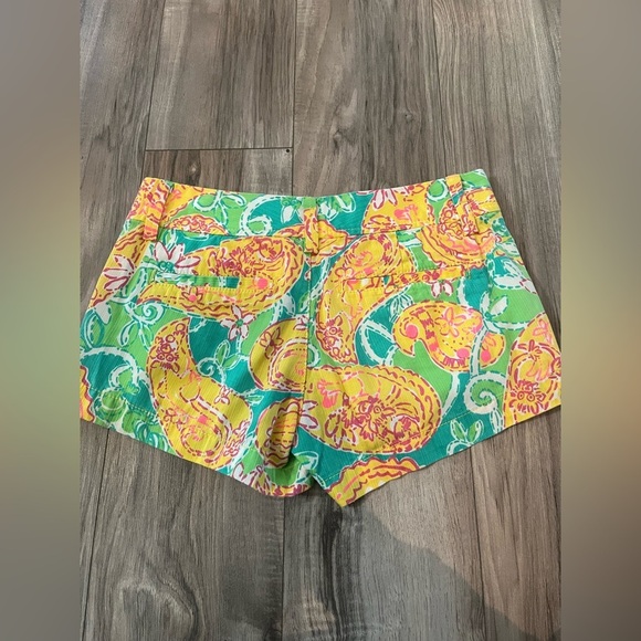 Lilly Pulitzer The Walsh Shorts SZ 000 Pop Goes the Leamur Paisley Green Yellow - Picture 7 of 12